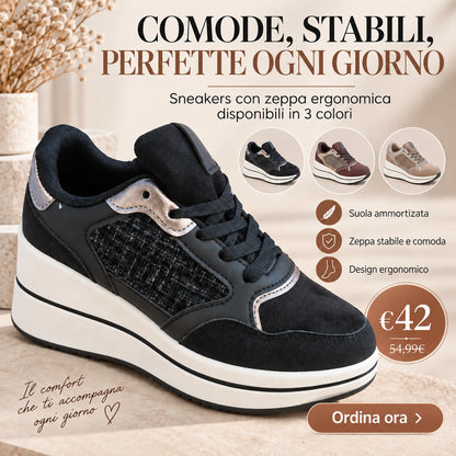 Valeria – Sneakers Ergonomiche con Zeppa Donna Allevia Fascite Plantare